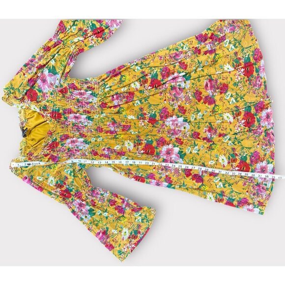 Robert Louis Womens XL Floral Maxi Dress Flowy Smocked Bell Sleeve Feminine - Picture 4 of 9